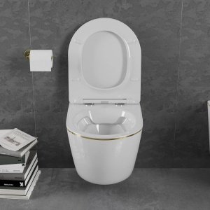 Set vas WC + Bideu FLSK White/Gold edge - Img 4