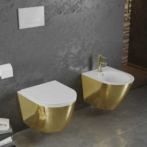 Set vas WC + Bideu FLSK White/Gold - Img 1