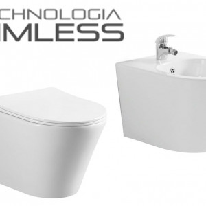 Set vas WC si bideu alb Clementina PREMIUM SLIM