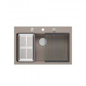 Statie de lucru incastrata Quadron Marc bej - inox 76x50 cm - Img 2