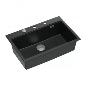 Statie de lucru incastrata Quadron Unique Marc negru carbon - inox 76x50 cm - Img 3