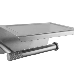 Suport pentru hârtie igienică cu poliță 6613 Modern Nickel Brush