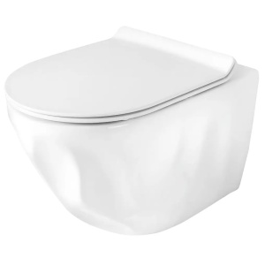 Vas de WC suspendat cu capac Gustavo Rimless alb lucios - Img 5