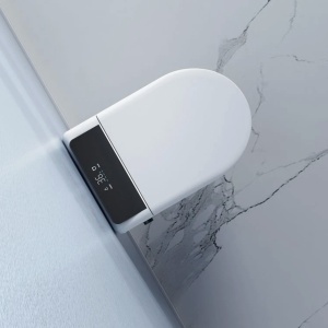 Vas wc smart, functie de bideu, capac incalzit, dezinfectare UV, cadru inclus, afisaj Led, Functii avansate, 59x38, Alb, Ralph - Img 6