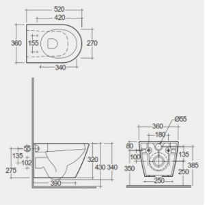 Vas WC suspendat, RAK, Feeling, rimless, cappuccino mat  - Img 2