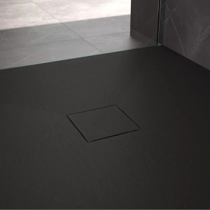Cadita de dus dreptunghiulara imitatie piatra Magnum Black 100 x 80 cm neagra - Img 3