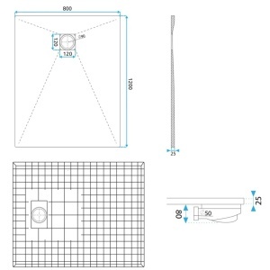 Cadita de dus dreptunghiulara slim Magnum White 120 x 80 cm alba - Img 9