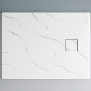 Cădiță de duș Slim din compozit SMC, finisaj alb marmorat, cu sifon inclus – 80×80 – 100×100 cm - Img 2