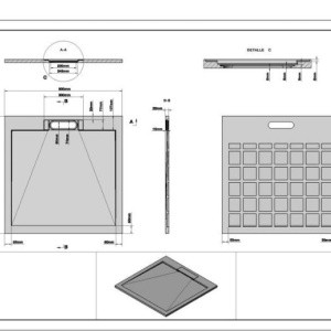 Cădiță de duș STONE 90×90 cm – Marmură Turnată, Alb Mat - Img 6