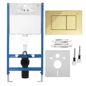 Cadru WC încastrat K011A-Q Rea cu buton J Gold - Img 2