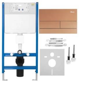 Cadru WC încastrat K011A-Q Rea cu buton T Brush Copper