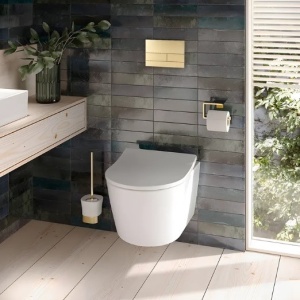 Cadru WC încastrat Rea cu buton T Brush Gold - Img 4