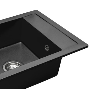 Chiuveta Bucatarie REA GRANIT RINO BLACK, Dimensiuni 49 x 52 x 21 cm, 1 Cuva, Picurator Reversibil, Incastrabila, Forma Dreptunghiulara, Negru - Img 2