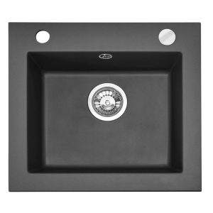 Chiuveta Bucatarie REA GRANIT WEST BLACK METALIC, Dimensiuni 44 x 48.5 x 17 cm, 1 Cuva, Incastrabila, Negru Metalic