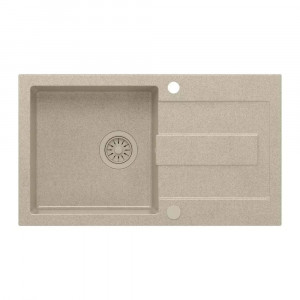 Chiuveta compozit incastrata Quadron Pop Christian 111 bej nisip 78x45 cm - Img 3