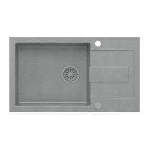 Chiuveta compozit incastrata Quadron Pop Christian 136 XL gri piatra 78x45 cm - Img 2