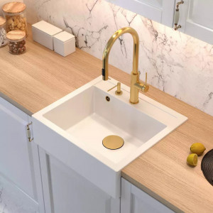 Chiuveta compozit incastrata Quadron Unique Bill 110 alb - inox 60x54 cm