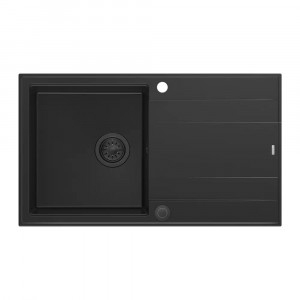 Chiuveta compozit incastrata Quadron Unique Evan 111 negru carbon 86x50 cm - Img 1