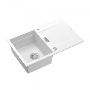 Chiuveta compozit incastrata Quadron Unique Oven alb - inox 76x50 cm - Img 3