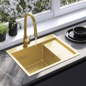 Chiuveta de bucatarie FIN , Model Modern 620x480mm , Culoare Brush Gold