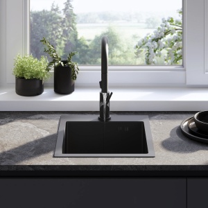 Chiuveta de bucatarie LEO, Model Modern 400x450mm, Culoare Black - Img 6