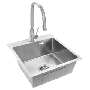 Chiuveta de bucatarie LEO, Model Modern 400x450mm, Culoare Brush Nickel - Img 2