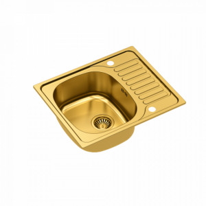 Chiuvetă SYLVESTER 116 Nano Color PVD auriu cu sifon și dop, 1 vas cu scurgere - Img 2