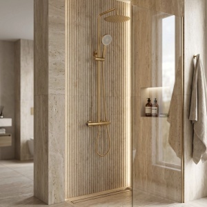 Coloana de dus cu termostat Drop Brush Gold - Img 5