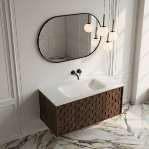 Dulap baie suspendat cu lavoar, model 3D, TERRA nuc, 80 cm - Img 2