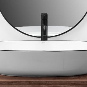 Lavoar ceramic pentru blat Rea CLEO white Black edge - Img 7