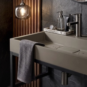 Lavoar din compozit Rea GOYA TAUPE 50CM + Cadru - Img 5