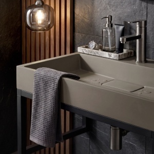 Lavoar din compozit Rea GOYA TAUPE 60CM + Cadru - Img 3