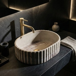 Lavoar pe blat Margaret Gio – textură sculpturală și finisaj inspirat din piatră | Deppo - Img 2