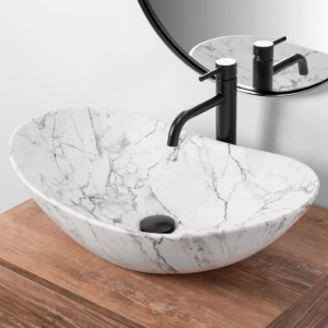 Lavoar pe blat Rea Royal 60 Statuario Marble Matt - Img 5