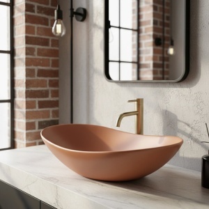 Lavoar pe blat Royal Cinnamon Matt – lavoar ceramic mat cu design elegant pentru baie | disponibil pe Deppo - Img 5