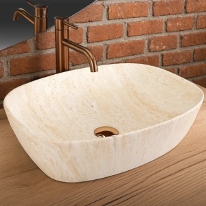 Lavoar pentru blat Rea Freja Travertine Matt - Img 4
