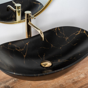 Lavoar pentru blat Rea Royal 60 Black Marble Mat - Img 3