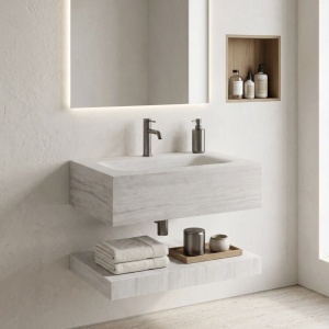 Lavoar suspendat cu raft Rea Apollo Muralto Roma 70 - Img 4