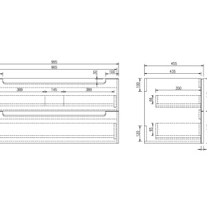 Mobilier lavoar suspendat alb cu blat din stejar LINDA 60,100,120 cm - Img 6