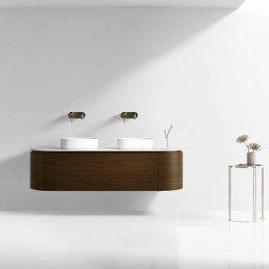 Mobilier lavoar suspendat cu blat alb VERRA nuc 120 Deppo - Img 9