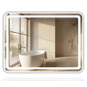 Oglindă de perete LED cu raft 80x60 cm L-8060
