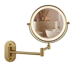 Oglindă LED Glow Old Gold – oglindă cosmetică elegantă cu iluminare LED și finisaj auriu vintage | disponibilă pe Deppo