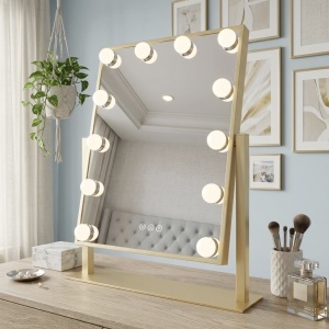 Oglindă LED HOLLYWOOD L.Gold 30x40