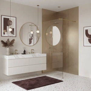 Paravan de dus Rea Flexi Transparent / Brush Gold - Img 6