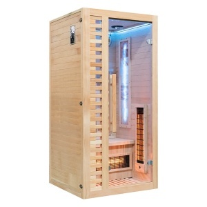 Saună cu infraroșu C1ST 90×90 cm cu piatră de sare, turmalină, LED și Bluetooth – saună uscată 1 persoană | Deppo - Img 5