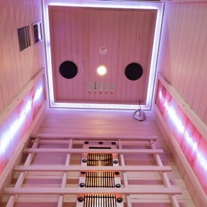 Saună cu infraroșu C1ST 90×90 cm cu piatră de sare, turmalină, LED și Bluetooth – saună uscată 1 persoană | Deppo - Img 15
