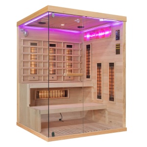 Saună cu infraroșu pentru 3 persoane cu cromoterapie LED și Bluetooth – saună uscată low-temperature, cabină wellness premium | Deppo - Img 6