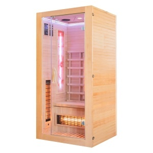 Saună cu infraroșu și piatră de sare pentru 1 persoană 90×90 cm – cromoterapie LED, Bluetooth | Deppo - Img 4
