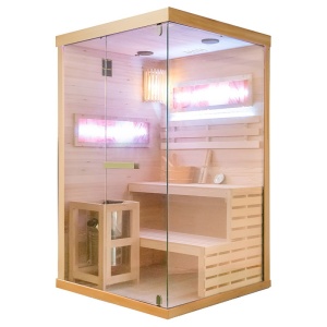 Sauna finlandeza cu temperatura inalta si soba Harvia 3.5kW pentru 1-2 persoane Lark 120 x 120 cm - Img 2