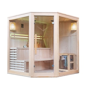 Sauna finlandeza cu temperatura inalta si soba Harvia 8kW pentru 5-6 persoane Bodo 180 x 180 cm - Img 4